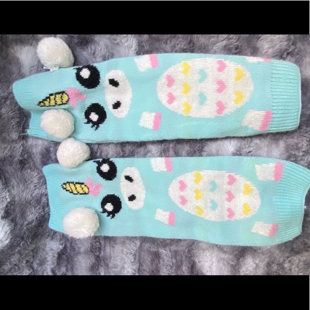Foot warmers for Kids, light Blue and With Unicorns